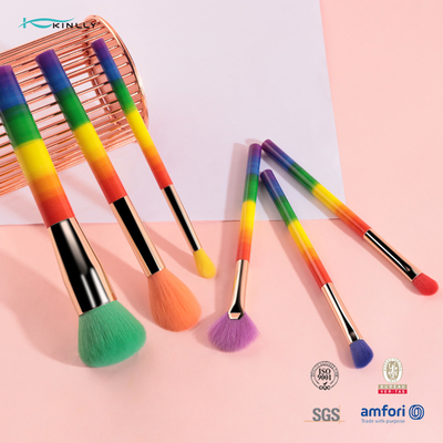 Набор щетки макияжа радуги волос набора щетки макияжа 6 ПК красочный синтетический