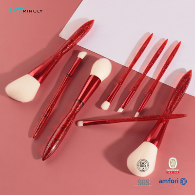 Набор щетки красного пластикового Ferrule наборов щетки макияжа ручки профессионального алюминиевого косметический