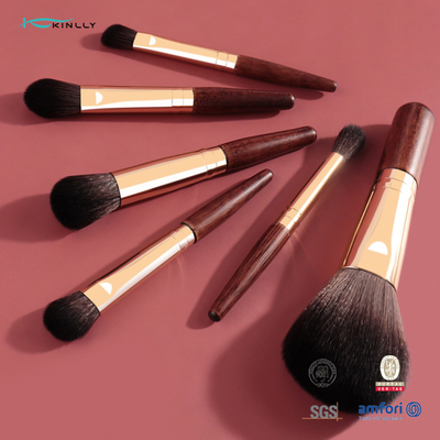 Щетка макияжа ручки краткости 6PCS деревянная установила синтетический Ferrule золота Роза волос