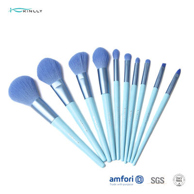 Голубой алюминиевый набор щетки макияжа перемещения Ferrule 10pcs