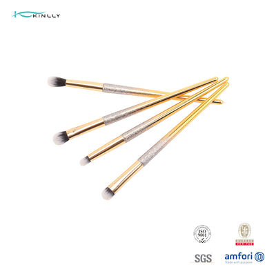 Щетка макияжа волос ручки 7PCS золота синтетическая с сияющим ярким блеском мычки