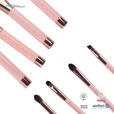 Набор щетки макияжа перемещения волос 10pcs мягко 100% синтетический с розовой пластиковой ручкой