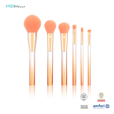 Ясный пластиковый макияж перемещения ручки чистит оранжевые волосы щеткой нейлона 6PCS