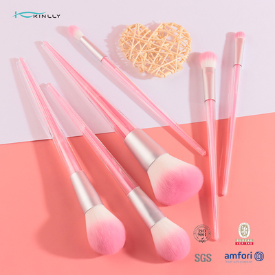 Волокно розовой ручки набора щетки макияжа 6 частей прочной пластиковой искусственное
