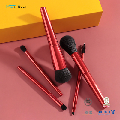 Ручки металла 5PCS Dard щетка макияжа логотипа набора щеток макияжа волос красной синтетическая изготовленная на заказ